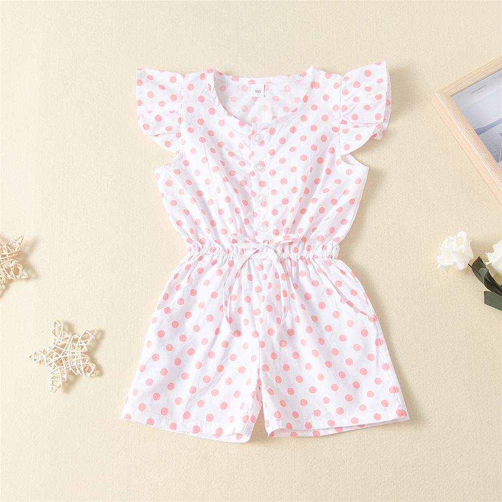 Girls Polka Dot Printed Short Sleeve Jumpsuit Girls Clothing Wholesalers