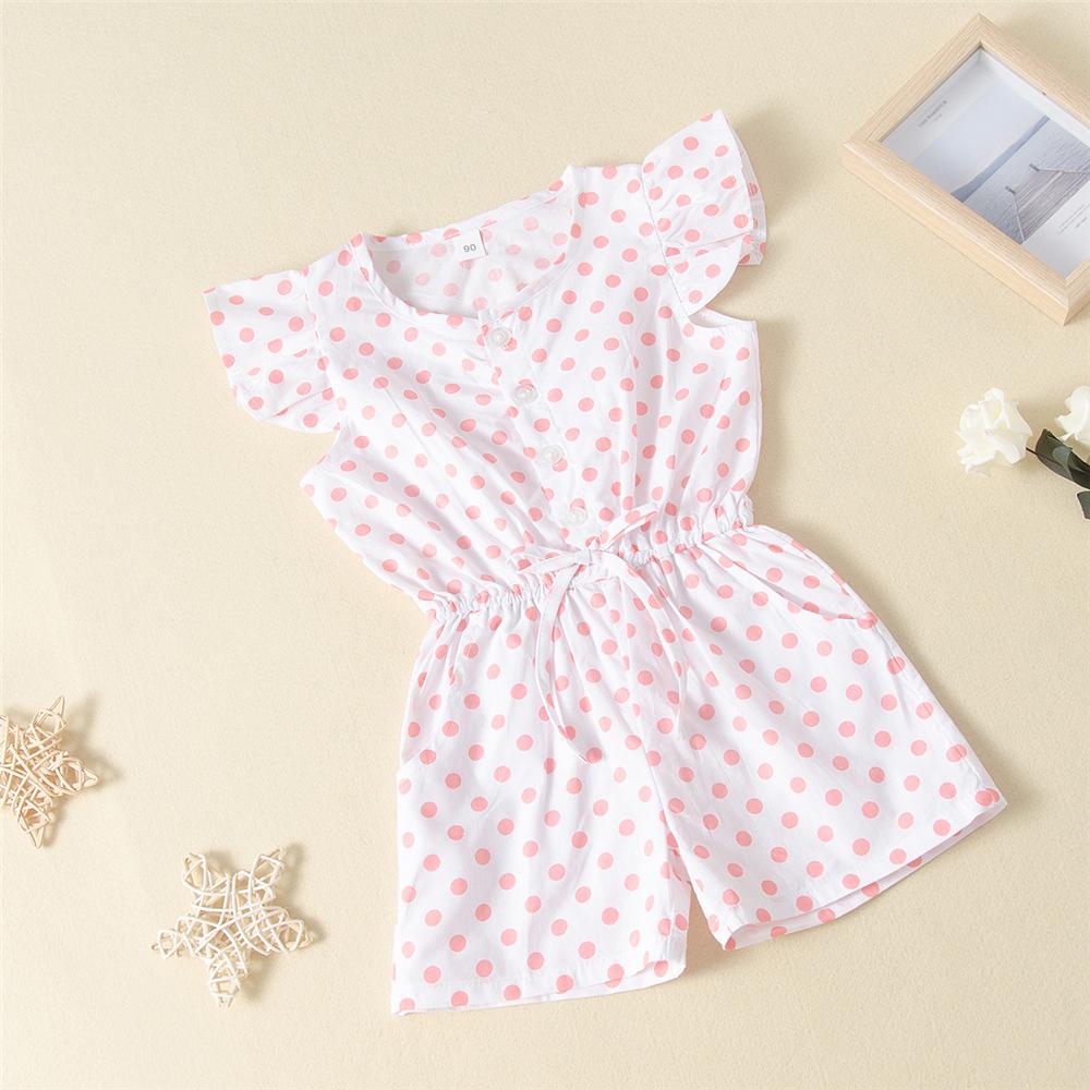 Girls Polka Dot Printed Short Sleeve Jumpsuit Girls Clothing Wholesalers