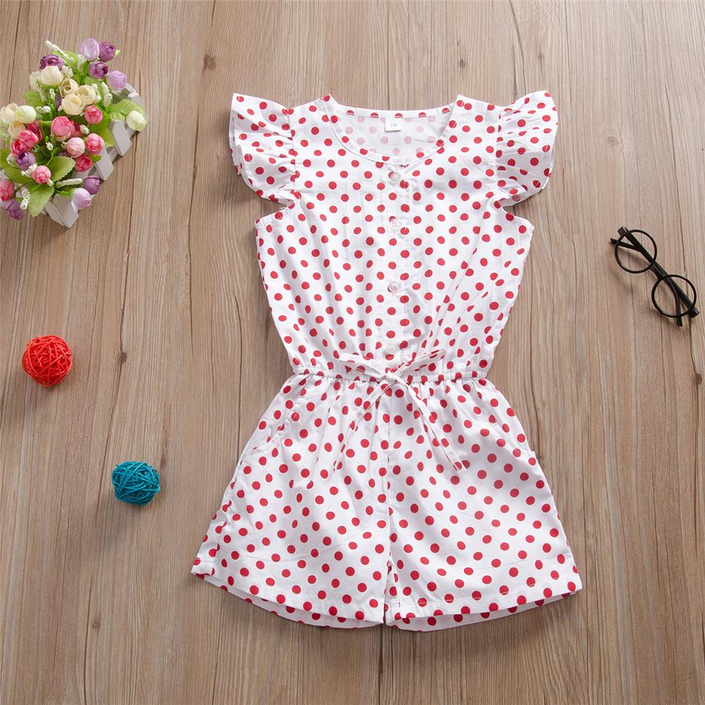 Girls Polka Dot Printed Short Sleeve Jumpsuit Girls Clothing Wholesalers