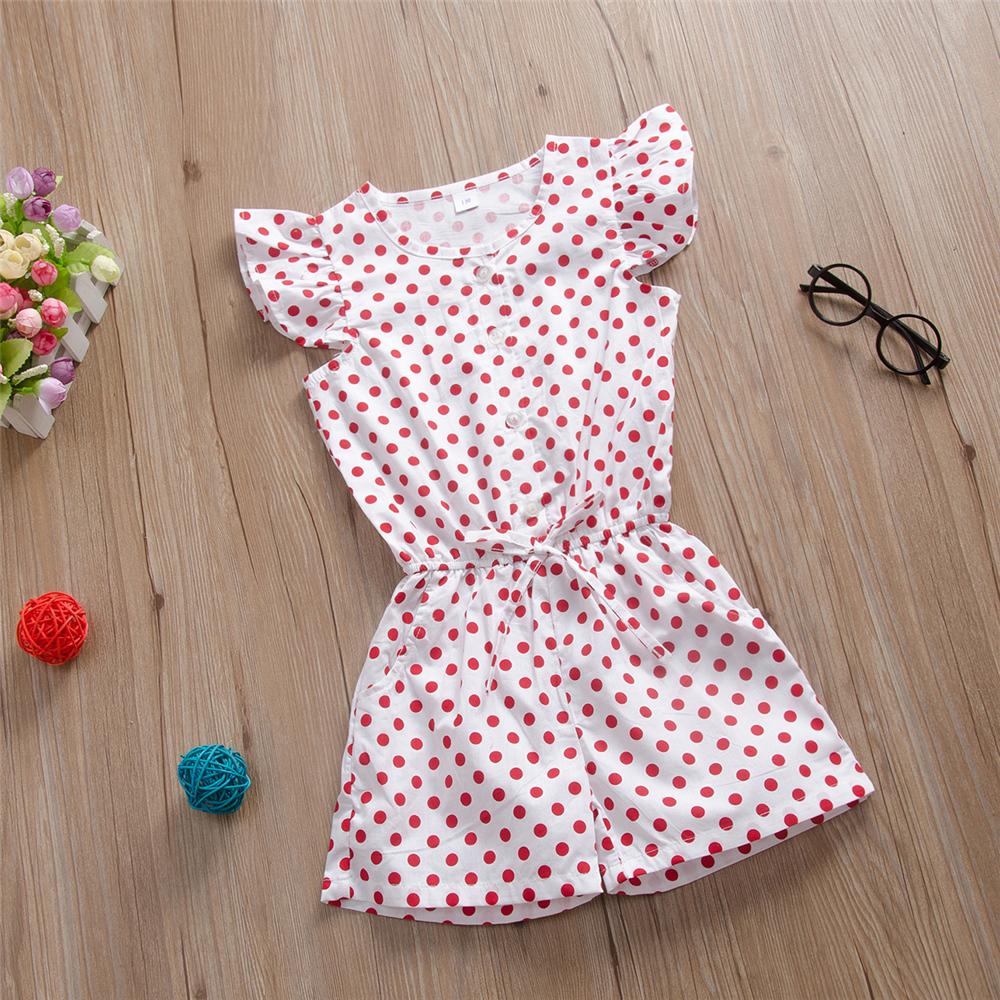 Girls Polka Dot Printed Short Sleeve Jumpsuit Girls Clothing Wholesalers