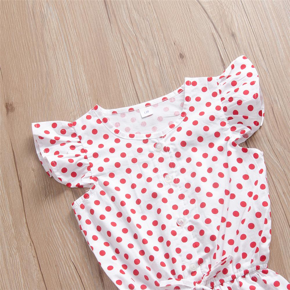 Girls Polka Dot Printed Short Sleeve Jumpsuit Girls Clothing Wholesalers
