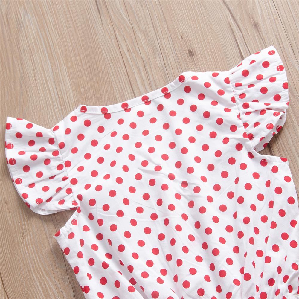 Girls Polka Dot Printed Short Sleeve Jumpsuit Girls Clothing Wholesalers