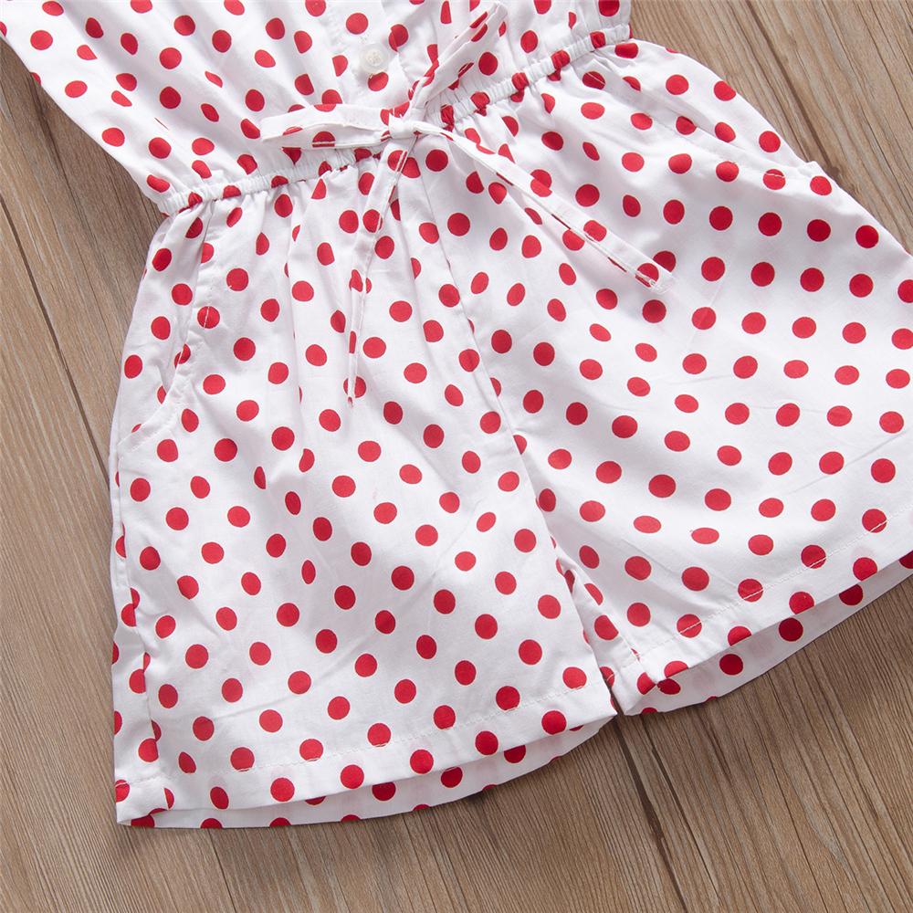 Girls Polka Dot Printed Short Sleeve Jumpsuit Girls Clothing Wholesalers