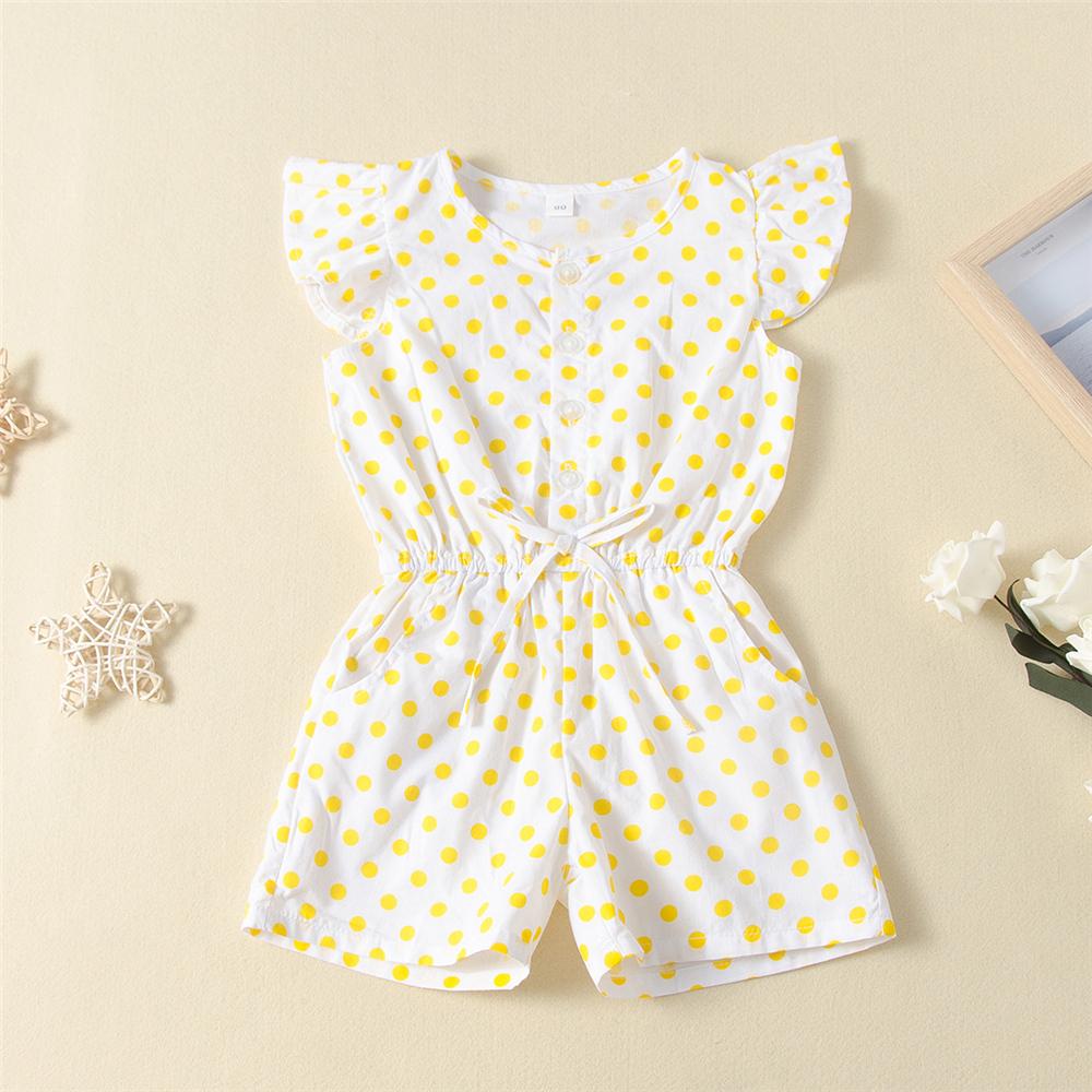 Girls Polka Dot Printed Short Sleeve Jumpsuit Girls Clothing Wholesalers