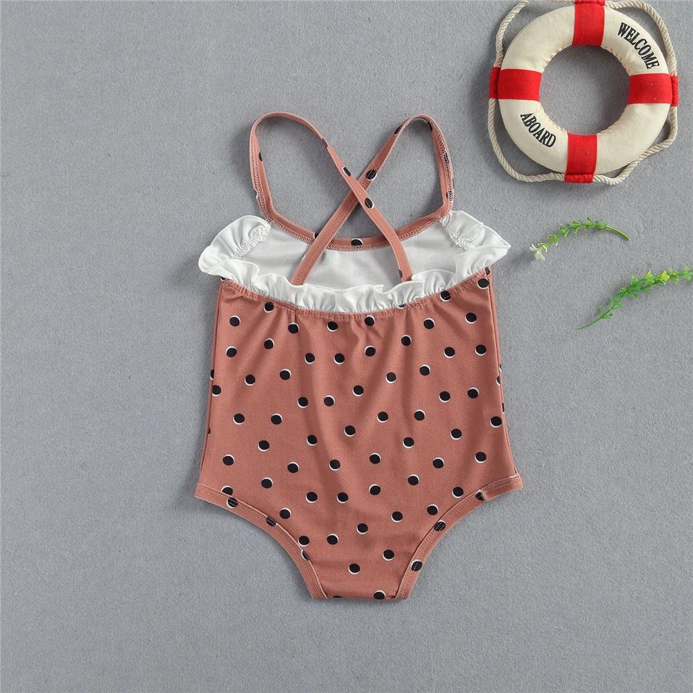 Girls Polka Dot Ruffled Sling Swimwear Toddler One Piece Swimsuit