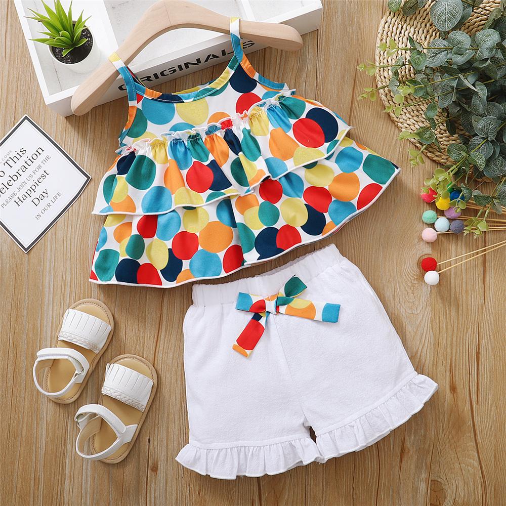 Girls Polka Dot Sling Top & Shorts kids clothing wholesale