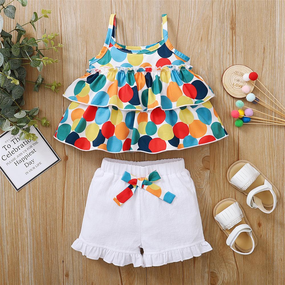 Girls Polka Dot Sling Top & Shorts kids clothing wholesale