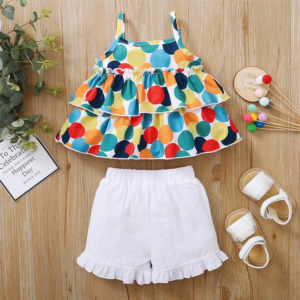 Girls Polka Dot Sling Top & Shorts kids clothing wholesale