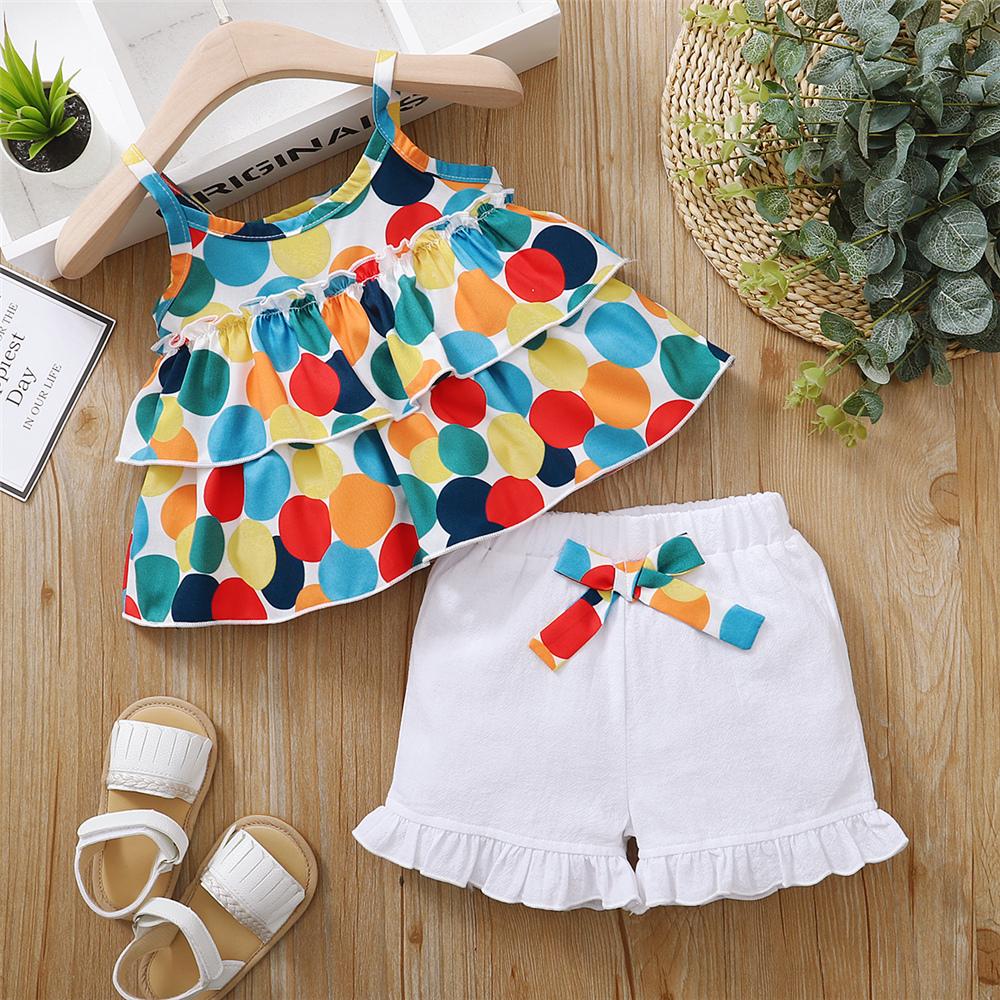 Girls Polka Dot Sling Top & Shorts kids clothing wholesale