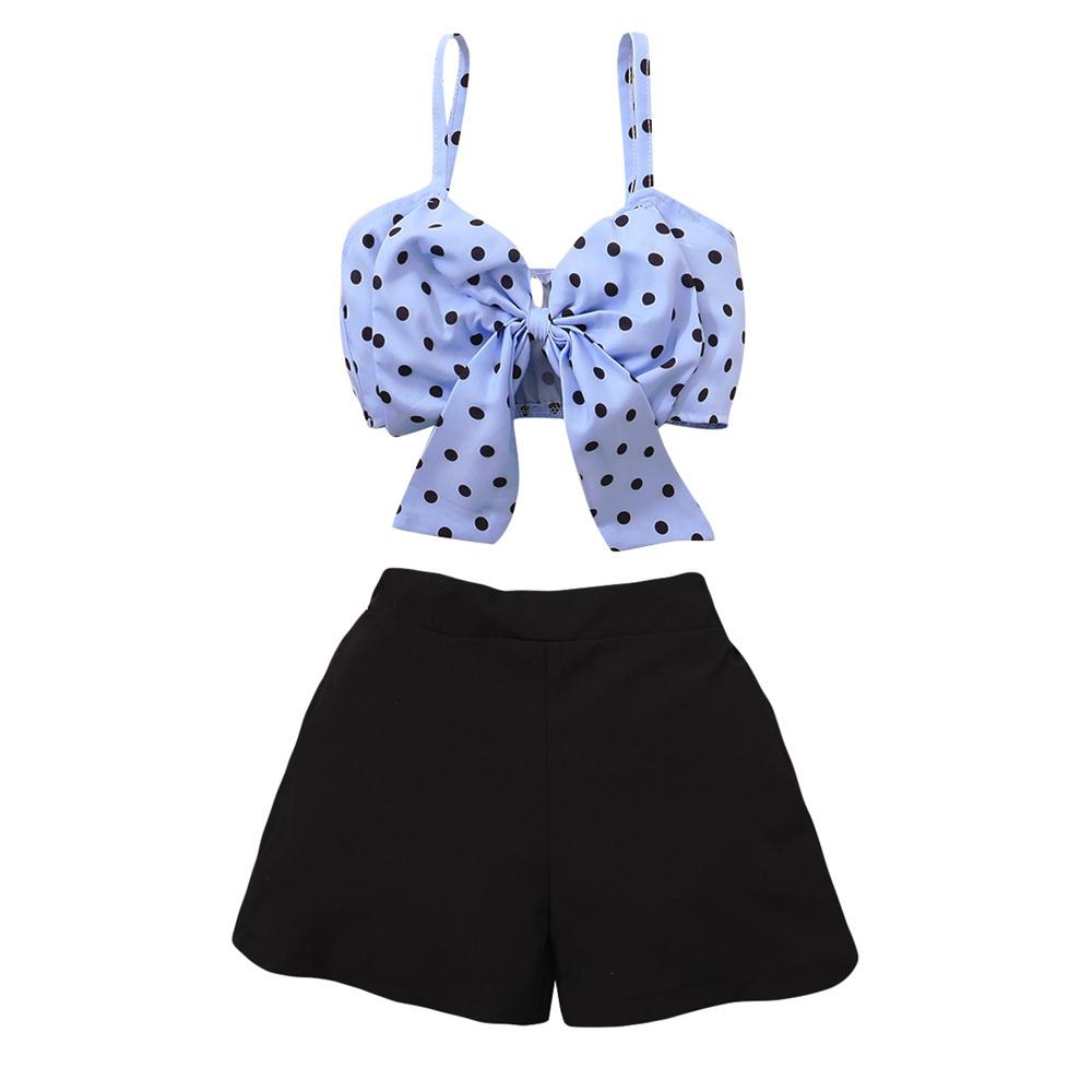 Girls Polka Dot Sling Top & Shorts kids wholesale clothing