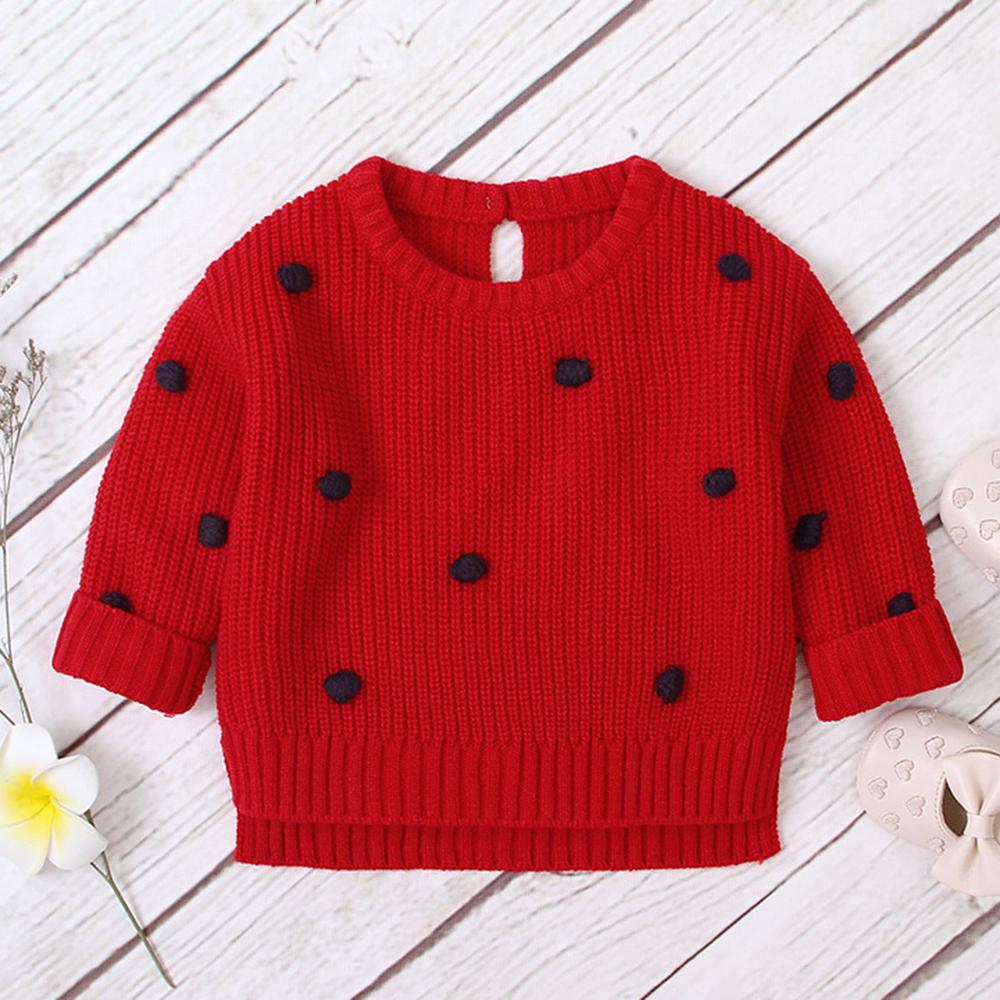 Baby Girls Polka Dot Solid Sweaters Baby Clothing Wholesale Distributors