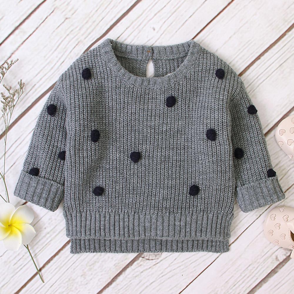 Baby Girls Polka Dot Solid Sweaters Baby Clothing Wholesale Distributors