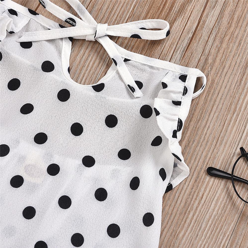 Girls Polka Dot Tie Up Top & Skirt bulk childrens clothing suppliers