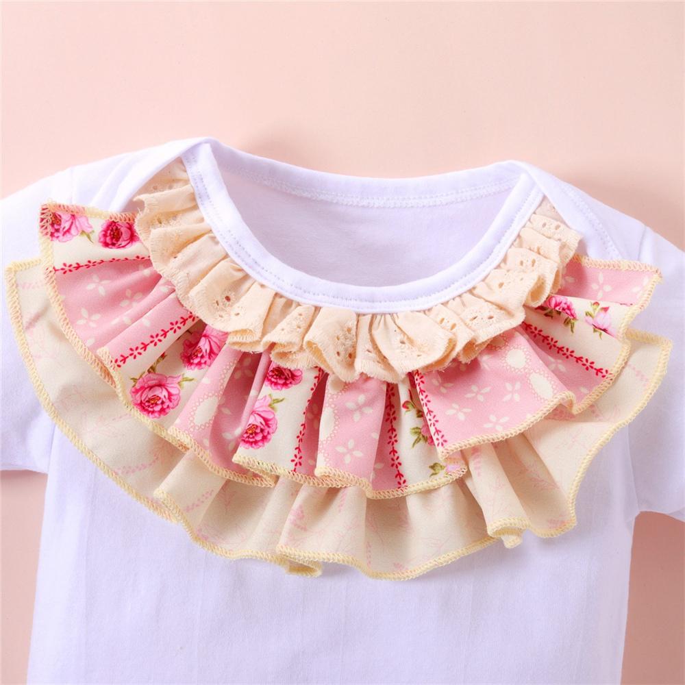 Baby Girls Princess Ruffled Short Sleeve Floral Printed Romper Wholesale Baby Boutique Items