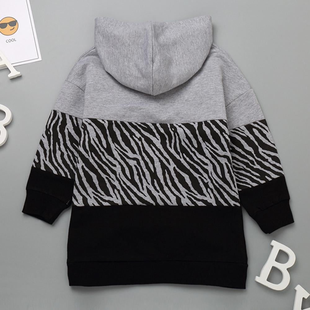 Boys Printed Color Contrast Hooded Tops Wholesale