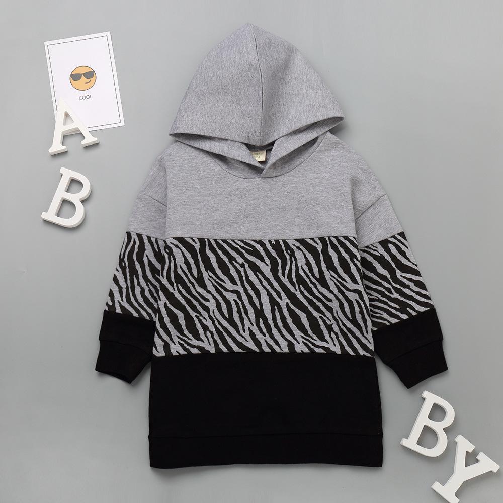 Boys Printed Color Contrast Hooded Tops Wholesale