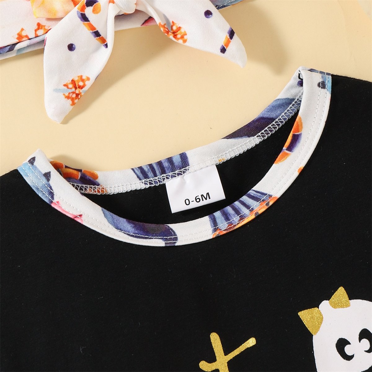 Baby Girls Printed Long Sleeve Top & Pants & Headband baby clothing wholesale