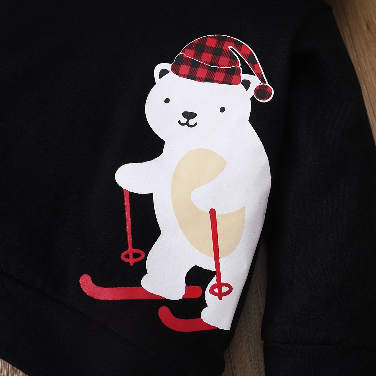 Baby Bear Printed Plaid Long Sleeve Hooded Top & Pants baby clothes wholesale