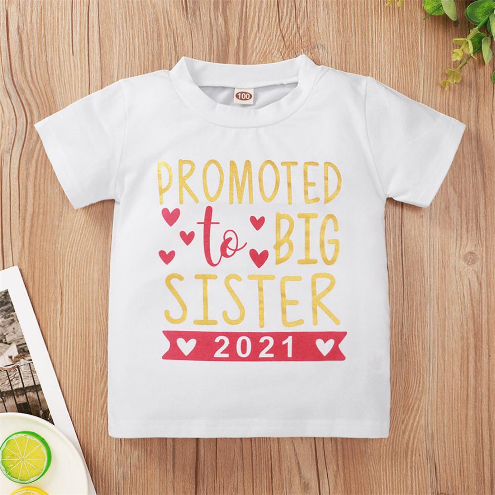 Girls Promoted To Big Sister Printed Short Sleeve T-Shirts Girl Boutique Clothing Wholesale