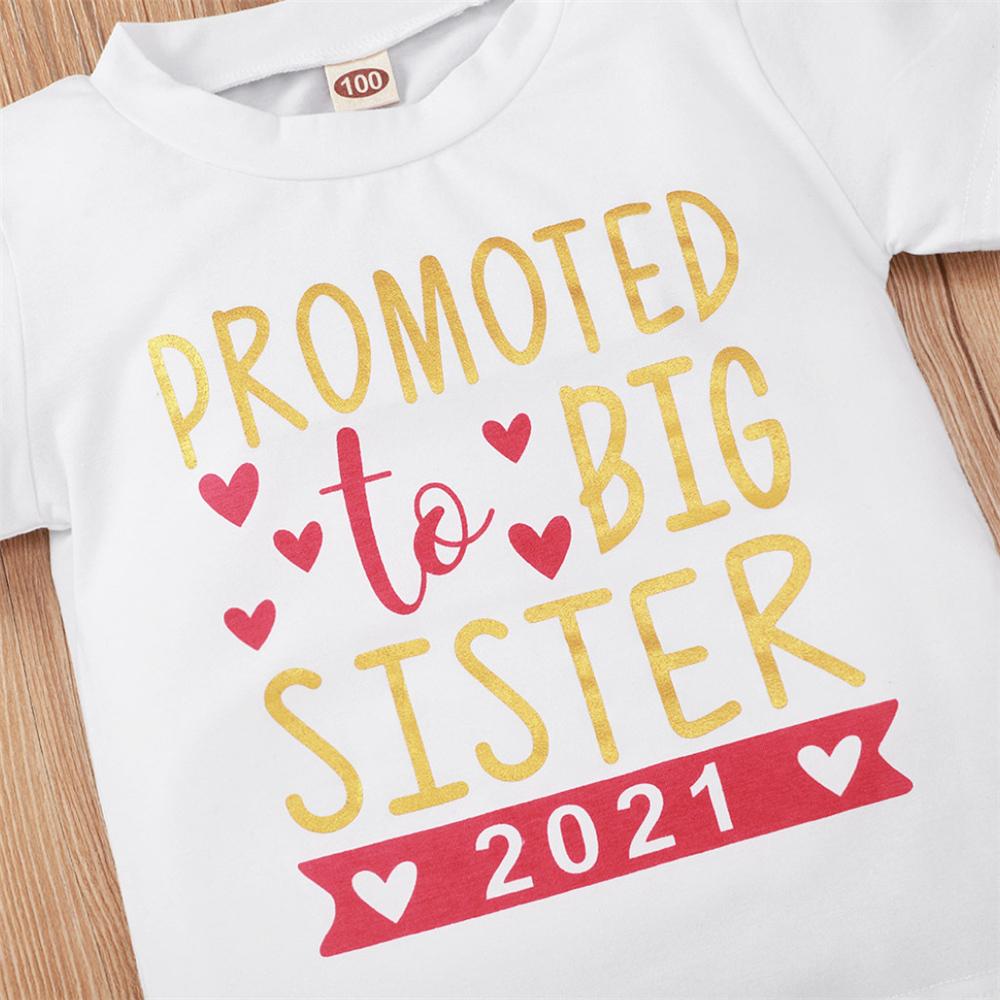 Girls Promoted To Big Sister Printed Short Sleeve T-Shirts Girl Boutique Clothing Wholesale