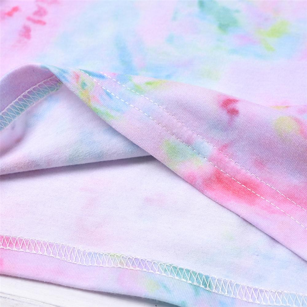 Girls Puff Sleeve Tie Dye Top & Denim Shorts Bulk Childrens Clothing Suppliers