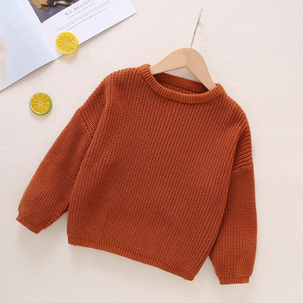 Unisex Pullover Solid Color Long Sleeve Sweater Cheap Childrens Clothes Wholesale