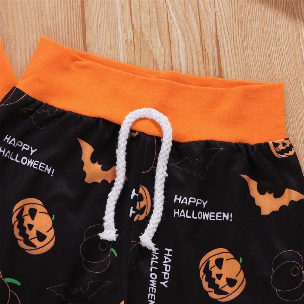 Baby Pumpkin Cartoon Printed Long Sleeve Hooded Top & Pants Wholesale Baby Clothes