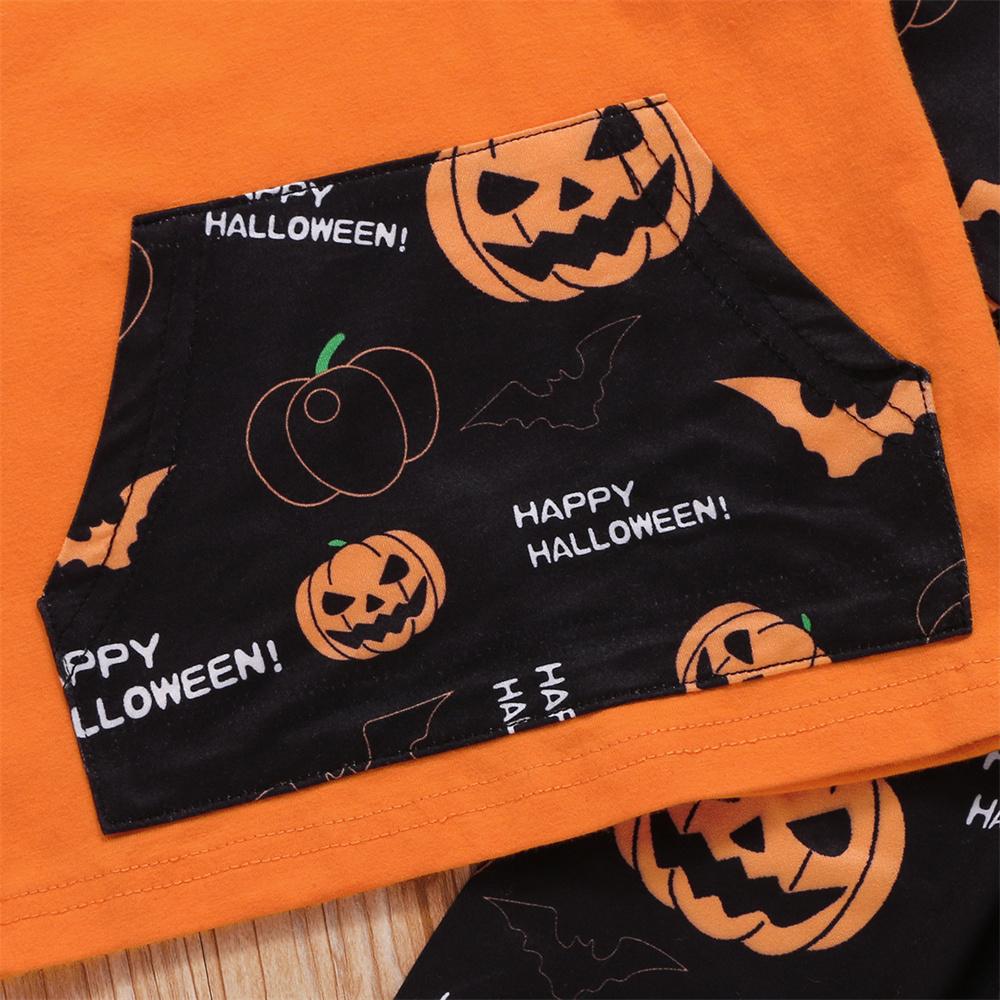 Baby Pumpkin Cartoon Printed Long Sleeve Hooded Top & Pants Wholesale Baby Clothes