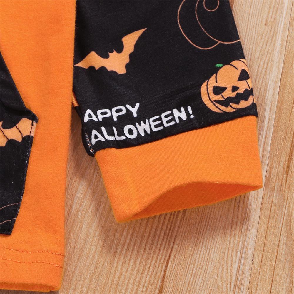 Baby Pumpkin Cartoon Printed Long Sleeve Hooded Top & Pants Wholesale Baby Clothes