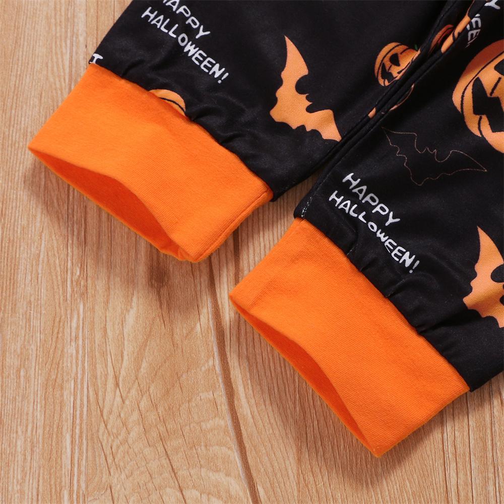 Baby Pumpkin Cartoon Printed Long Sleeve Hooded Top & Pants Wholesale Baby Clothes