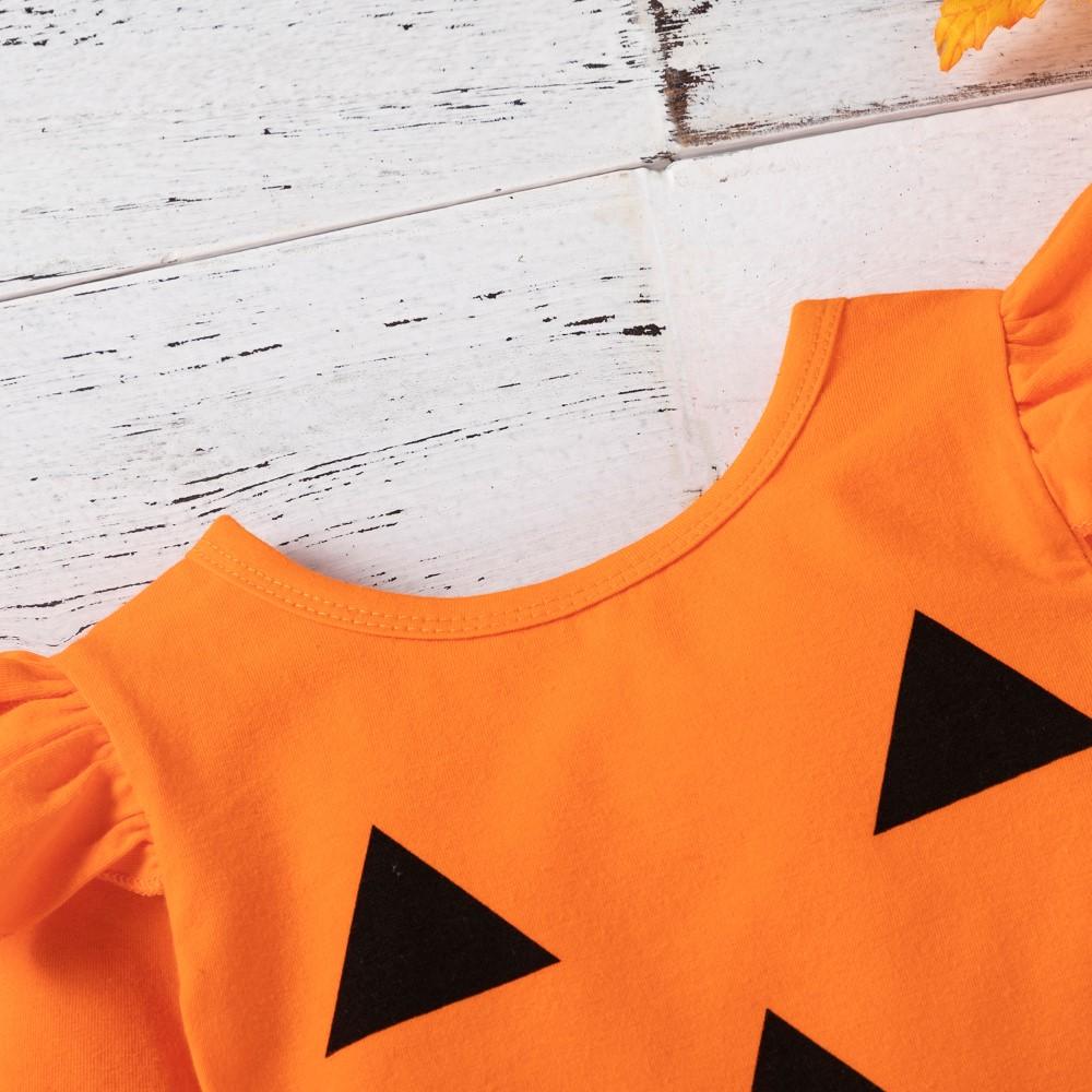 Girls Pumpkin Long Sleeve Top & Striped Pants Wholesale Toddler Clothes