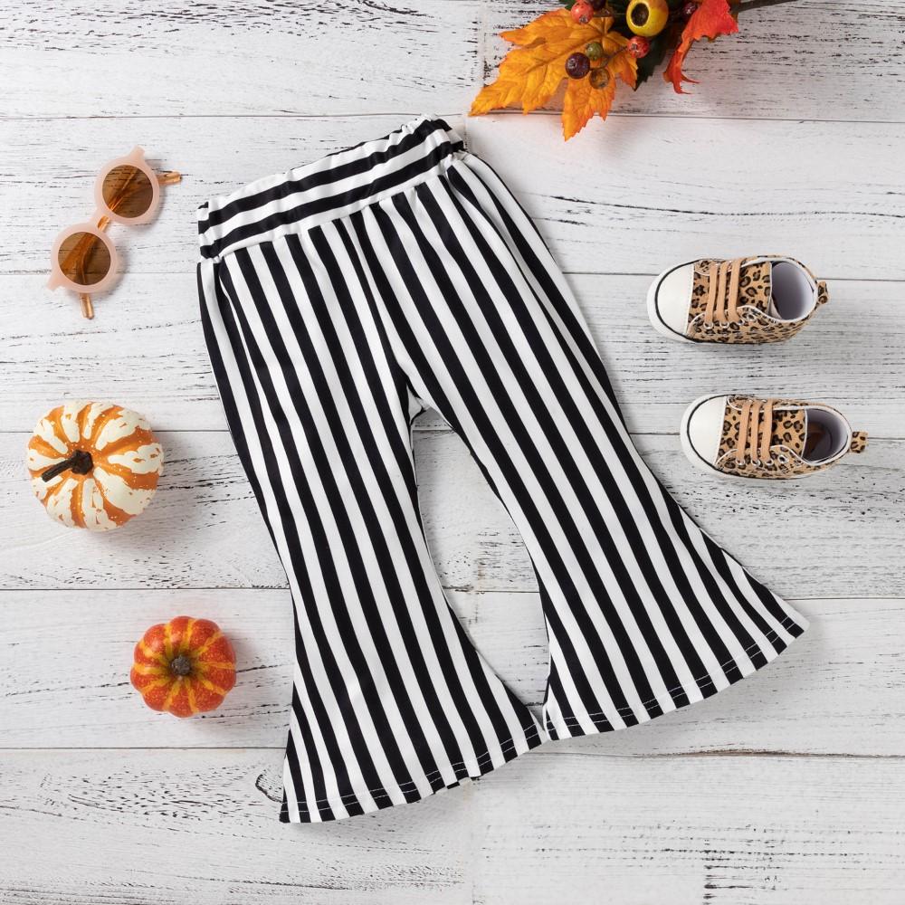 Girls Pumpkin Long Sleeve Top & Striped Pants Wholesale Toddler Clothes