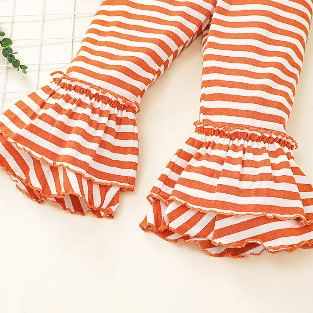 Girls Pumpkin Printed Long Sleeve Top & Striped Pants wholesale kids boutique clothing