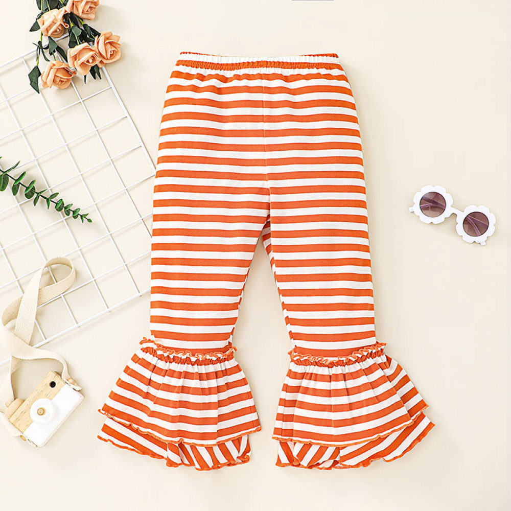 Girls Pumpkin Printed Long Sleeve Top & Striped Pants wholesale kids boutique clothing