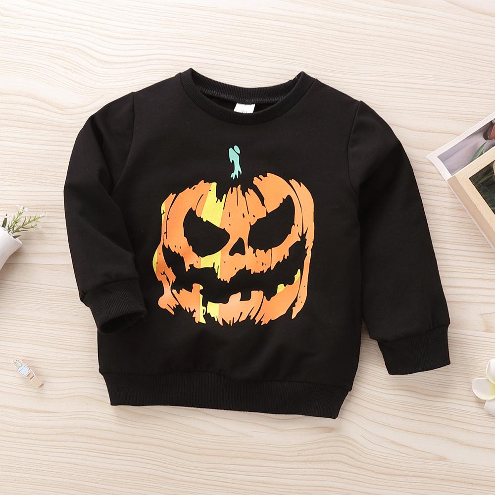 Boys Pumpkin Printed Long Sleeve Top trendy kids wholesale clothing