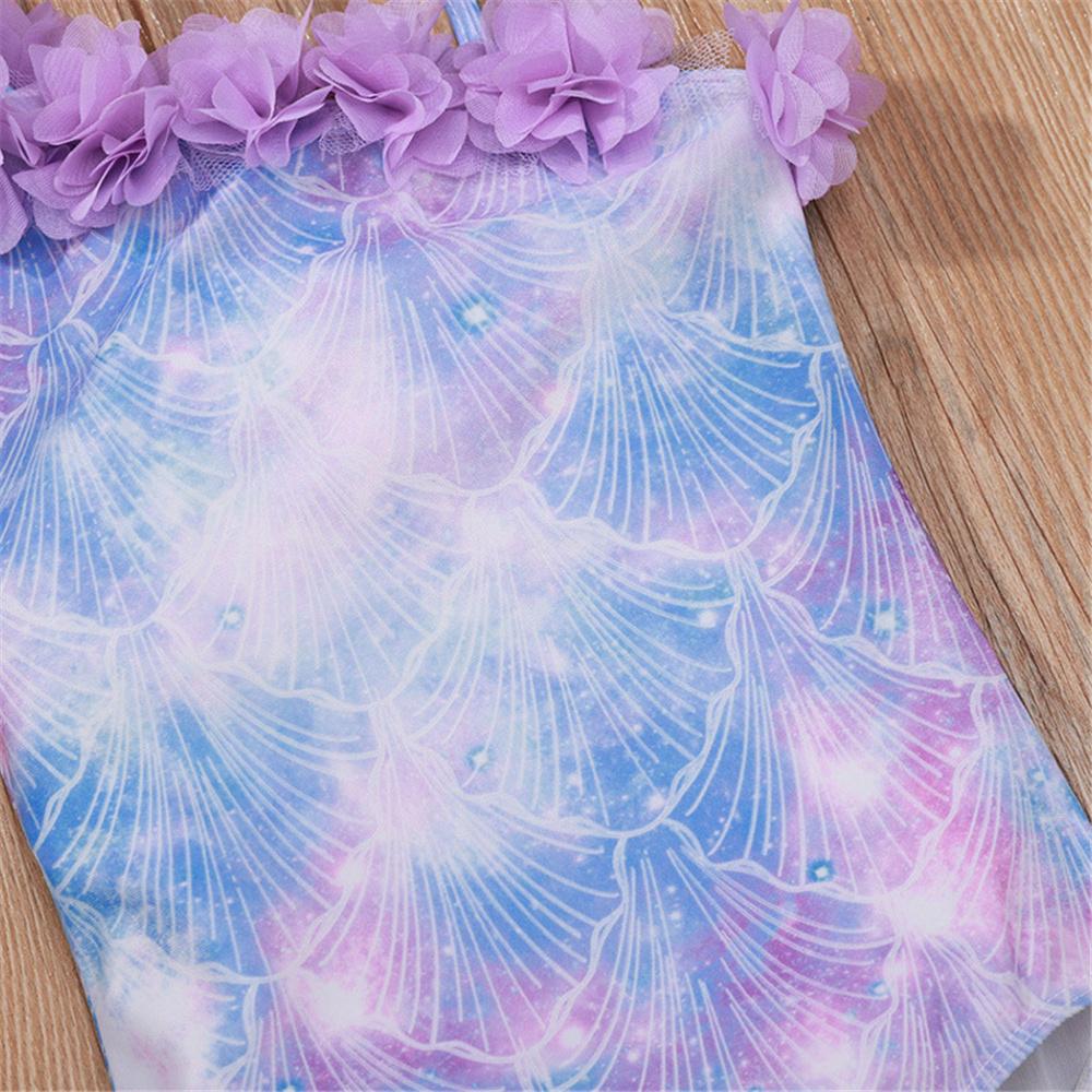 Girls Purple Flower Sleeveless Tie Dye Swimwear Girl Boutique Clothing Wholesale