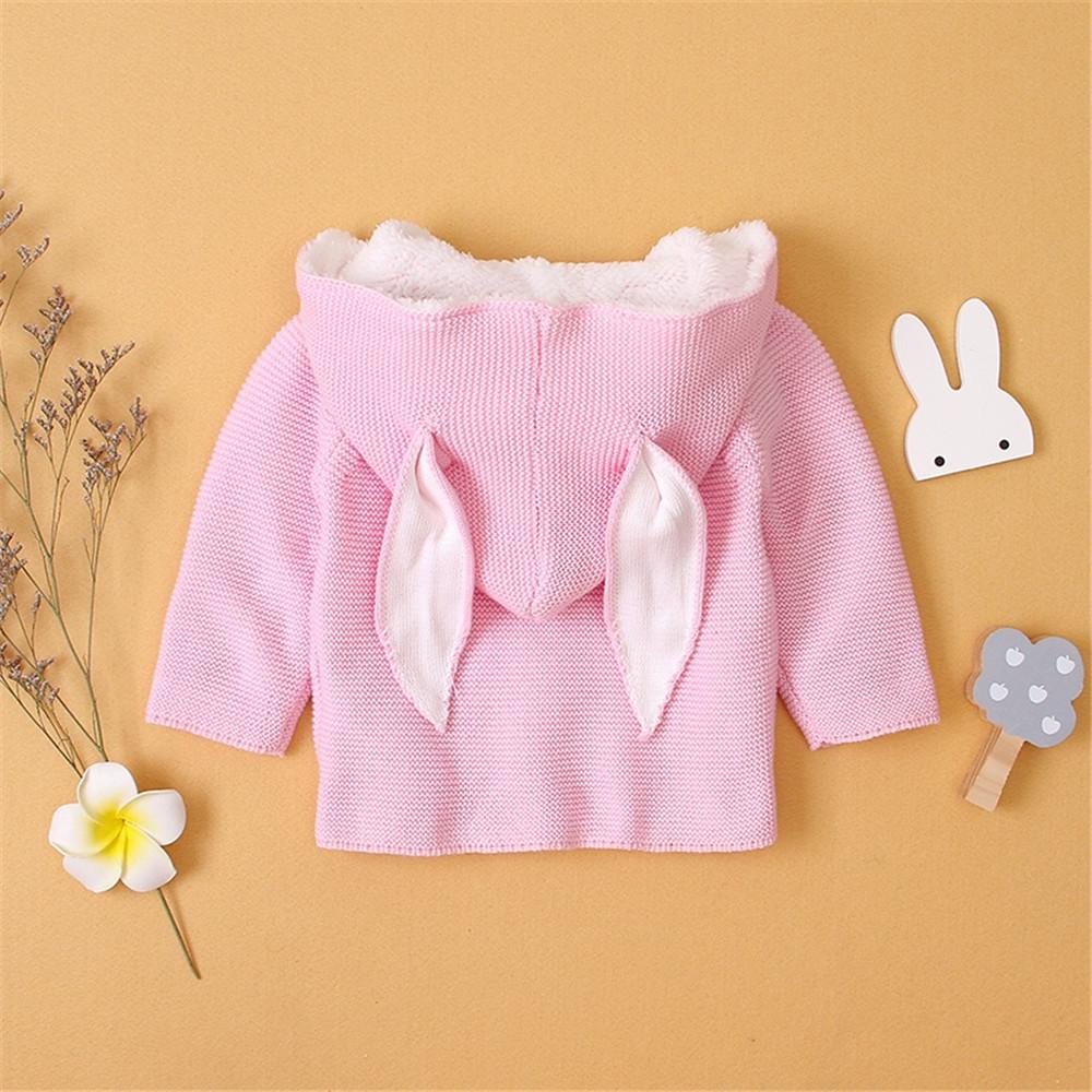 Baby Rabbit Ear Hooded Long Sleeve Warm Cute Sweaters