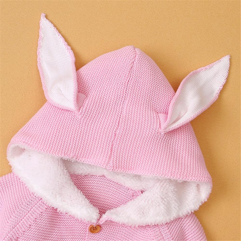 Baby Rabbit Ear Hooded Long Sleeve Warm Cute Sweaters