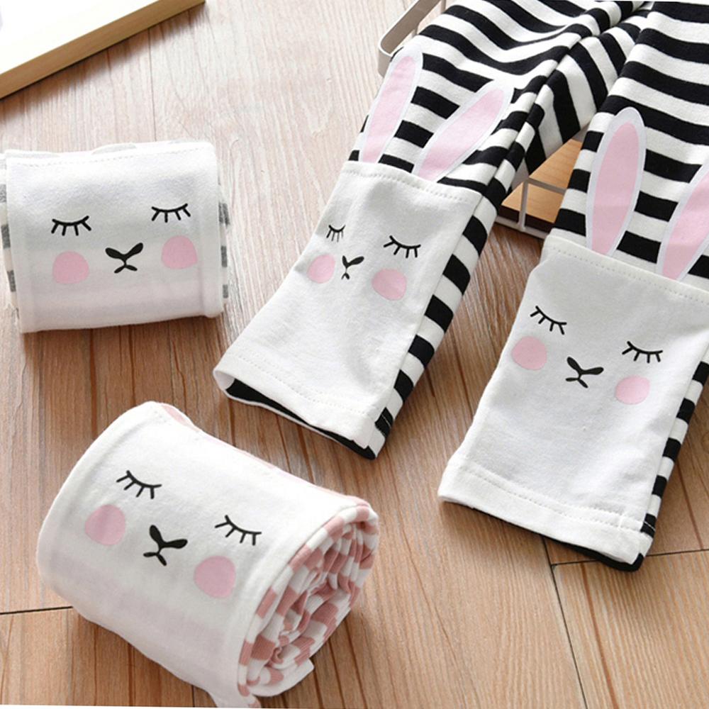 Girls Rabbit Printed Striped Leggings children wholesale clothing