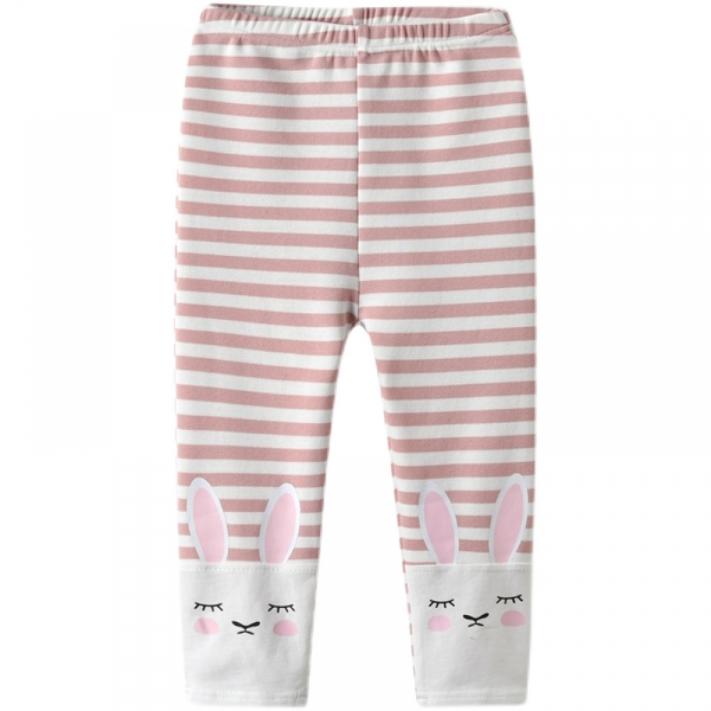 Girls Rabbit Printed Striped Leggings children wholesale clothing