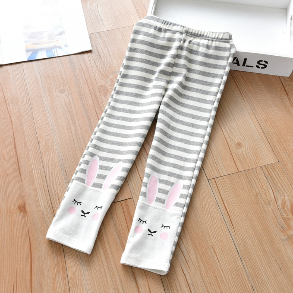 Girls Rabbit Printed Striped Leggings children wholesale clothing