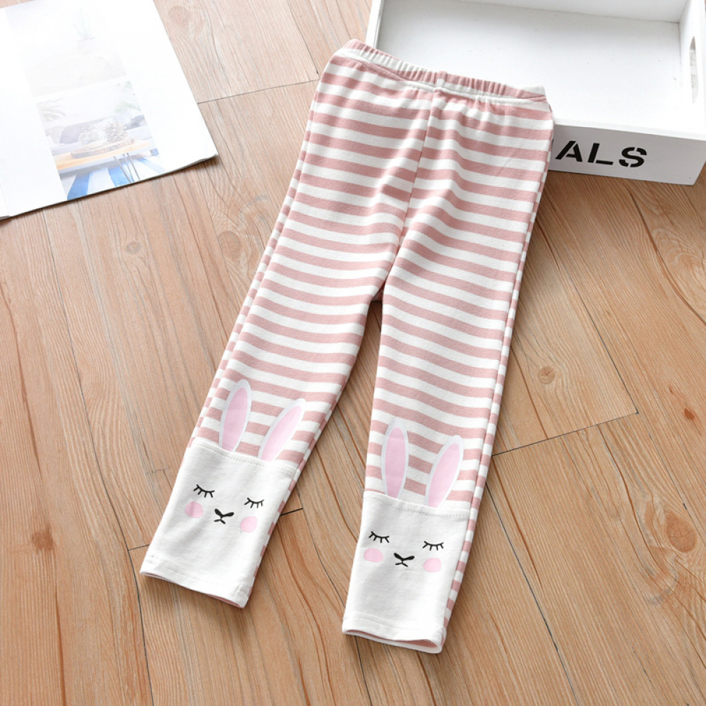 Girls Rabbit Printed Striped Leggings children wholesale clothing