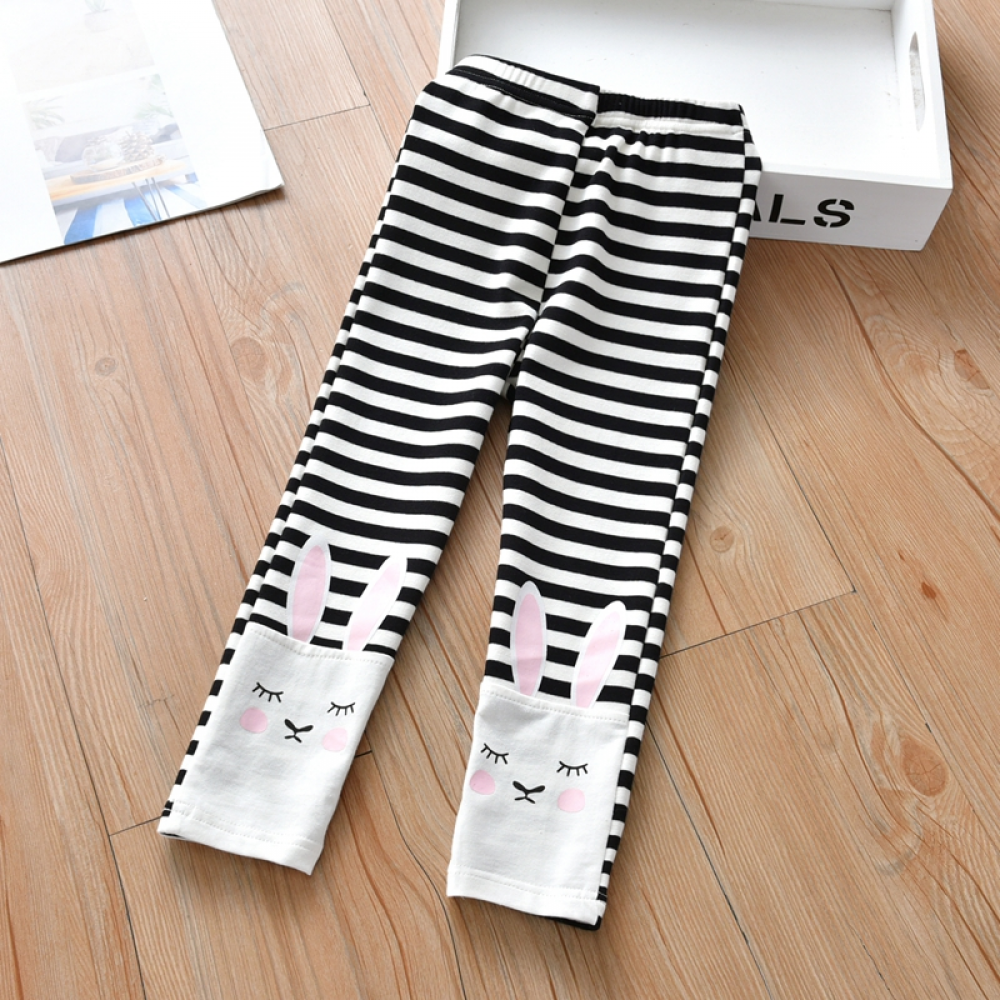 Girls Rabbit Printed Striped Leggings children wholesale clothing