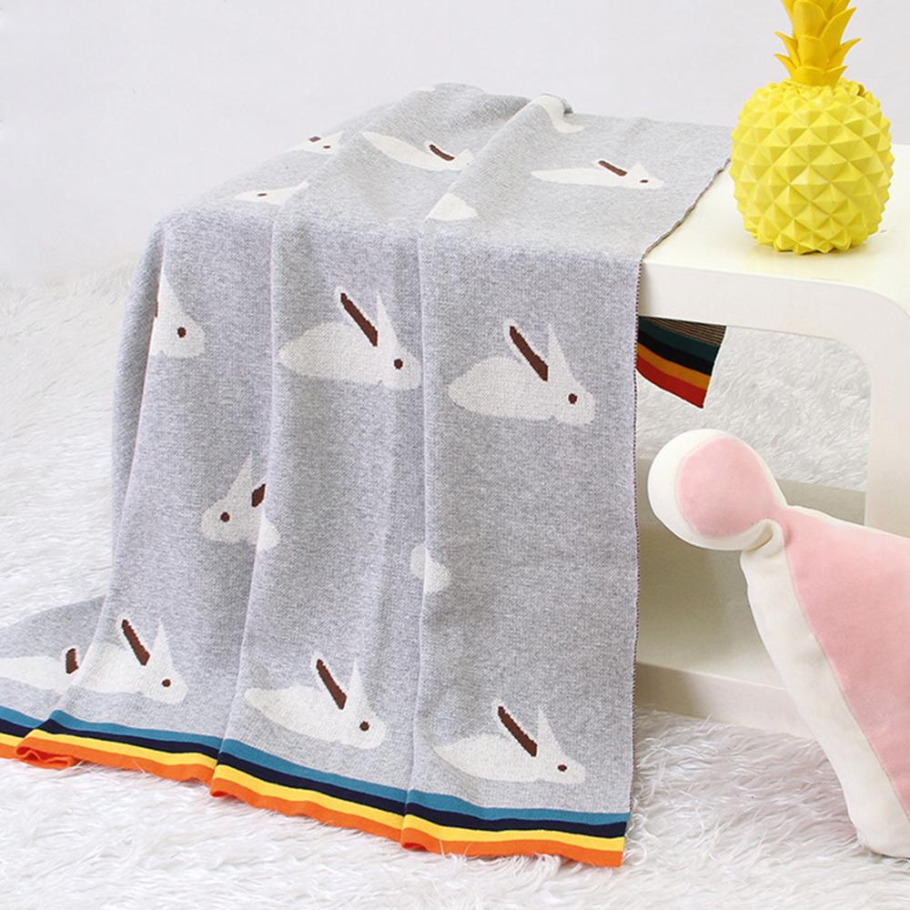 Baby Rainbow Edge Rabbit knitted Wholesale Baby Blanket
