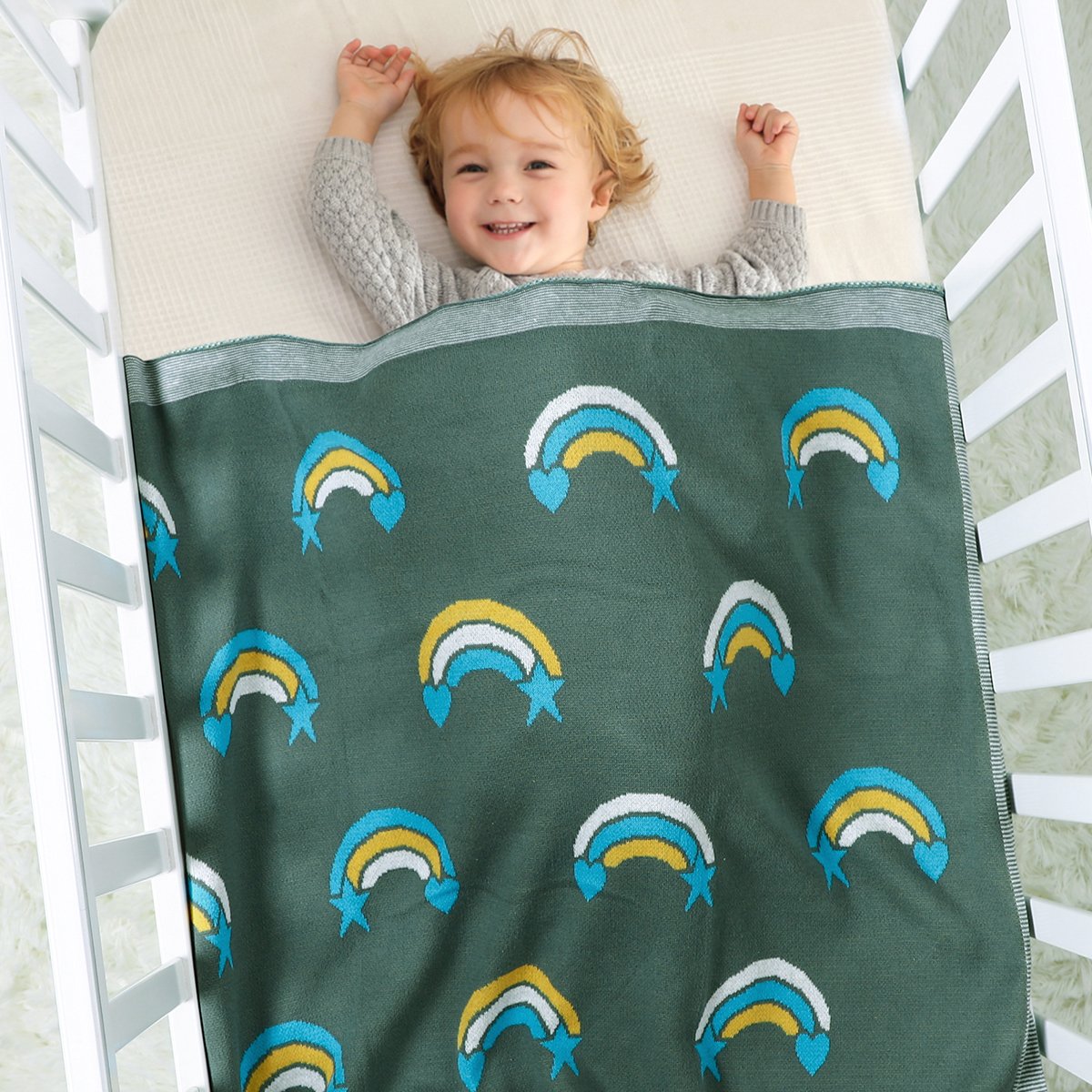 Rainbow Jacquard Blanket For Babies And Toddlers Baby Wholesale Clothing