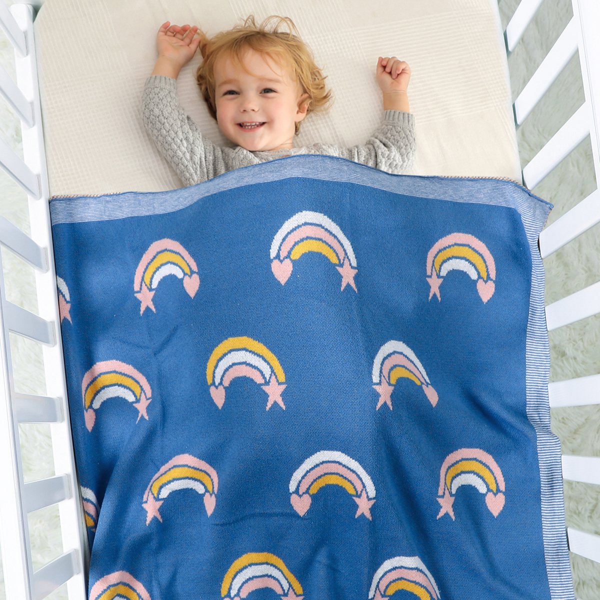 Rainbow Jacquard Blanket For Babies And Toddlers Baby Wholesale Clothing