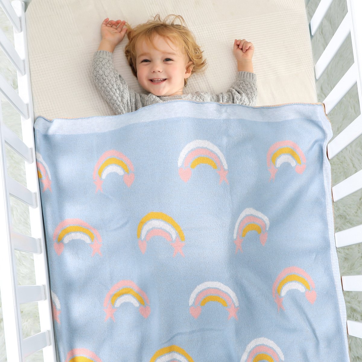 Rainbow Jacquard Blanket For Babies And Toddlers Baby Wholesale Clothing