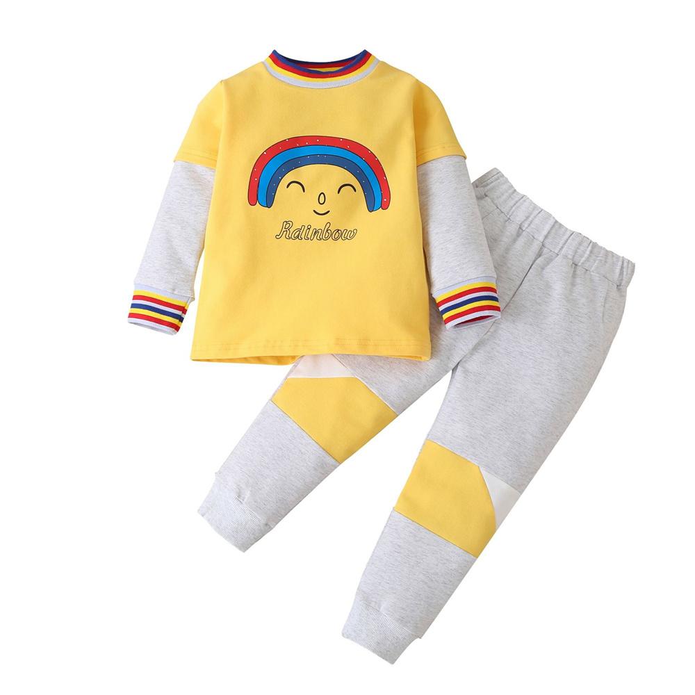 Boys Rainbow Long Sleeve T-shirt & Pants quality children's clothing wholesale