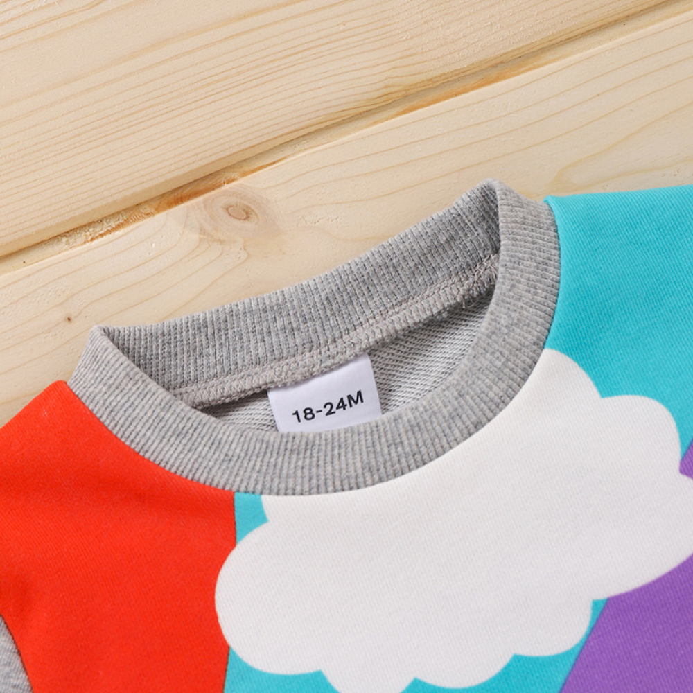 Girls Rainbow Printed Long Sleeve Cute Romper kids clothing wholesale