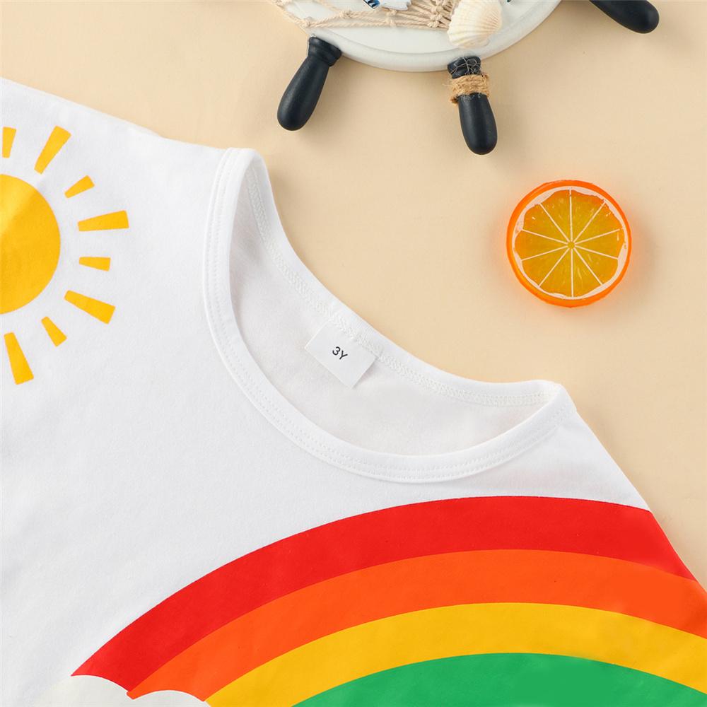 Unisex Rainbow Printed Short Sleeve Top & Shorts children's wholesale boutique clothing